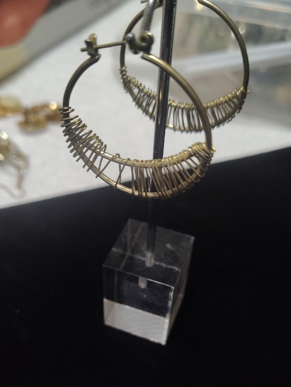 Gold Wire-Wrapped Hoop Earrings - Classic Women's Jewelry